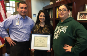 Principal Stephen Ngo, Husna Afsal, counselor Yaritza DeJesus